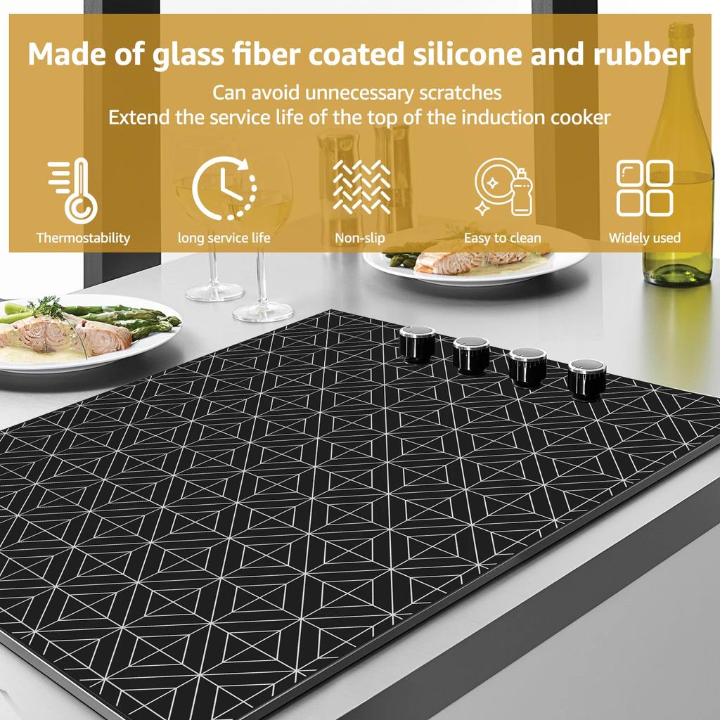 Induction Cooktop Protector Mat Nonslip Induction Protector Heat Resistant Magnetic Induction Stove Cover for Home Kitchen