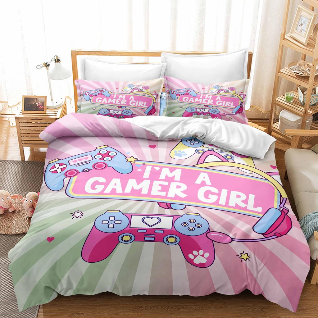 3D Printing Boy's Room Bedding Set Game Handle Duvet Cover 2/3 Pieces AU140 * 210 Full Size Quick Drying Easy Cleaning Home Decoration