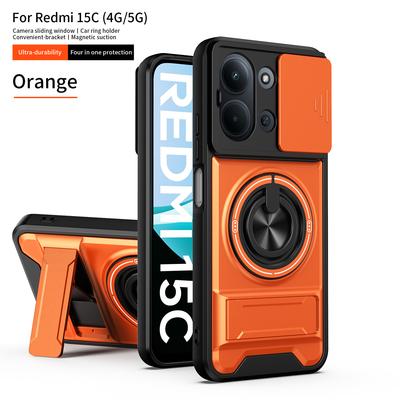 Für Xiaomi Redmi 15C Hülle Redmi 15C 4G 5G Cover Handyhülle Magsafe Magnetischer Klapphalter Militärischer Panzer Kameraschutz Abdeckung