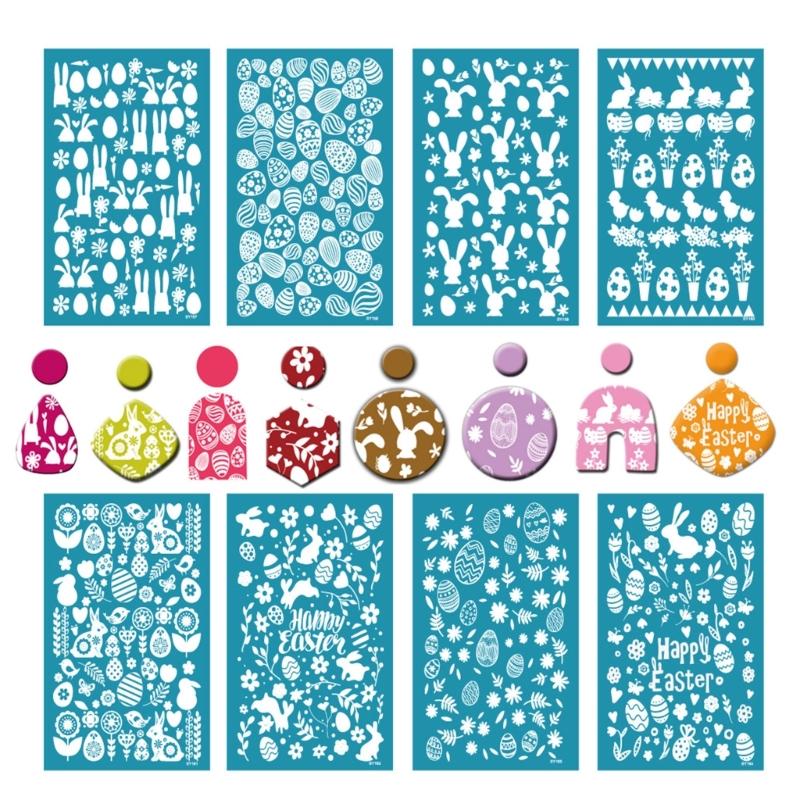 5pcs Earrings Silk Screen Stencils for Clay Reusable Silkscreen Print Clay Jewelry Making DIY Art Craft Supplies Easter