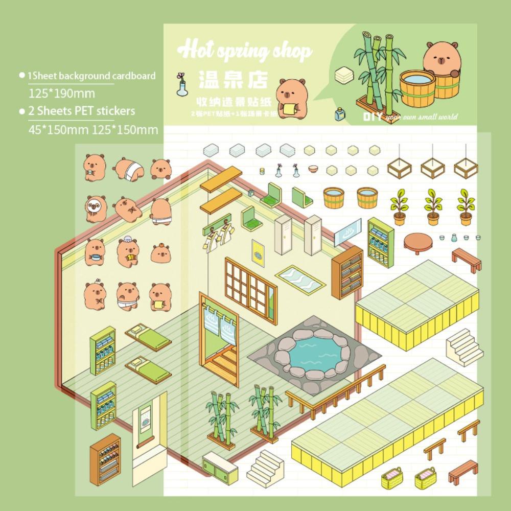 

Сделай сам миниатюрная сцена 3D наклейки капибара ландшафтные наклейки мультфильм визуальная укладка наклейки зелёный