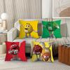 C-Chocolate Beans M-M And M-M'S Pillow Case Office Cushions Suitable For Sofa Car Bedroom Decorative Cushion Cover