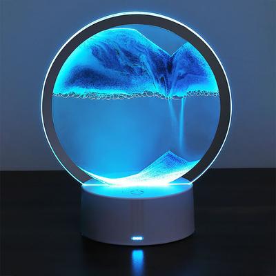 3D Quicksand Lamp Atmosphere Light Ornament Creative Gift Hourglass USB Night Lamp Table Lamp Office Company Bedroom Decoration