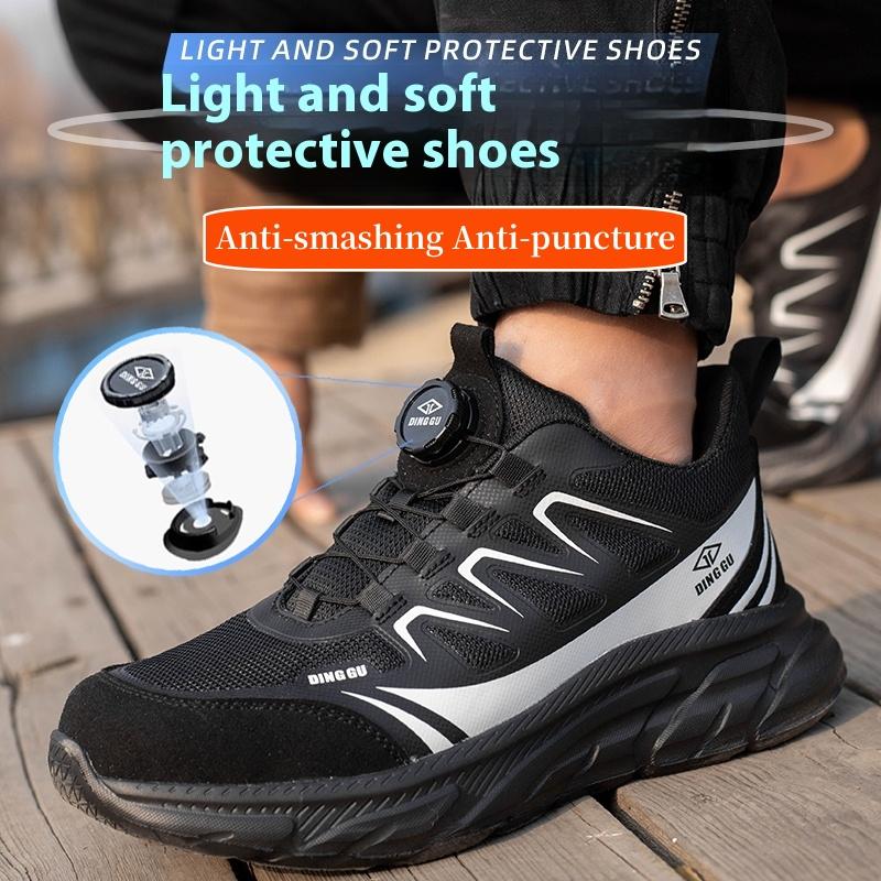 Obrotowe Zapinanie Buty Robocze Bezpieczne dla Mężczyzn Sneakersy Robocze Niezniszczalne Bezpieczne Stalowy Nosek Buty Ochronne