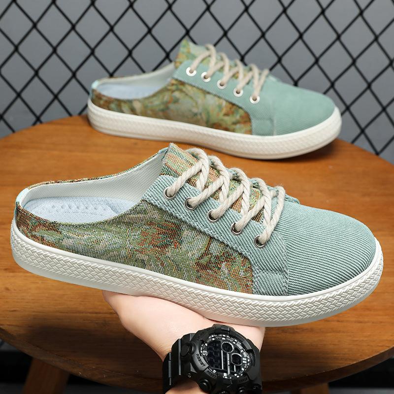 Men's shoes summer new sandals men's fashion printed trend slippers soft sole comfortable casual shoes daily versatile single shoes