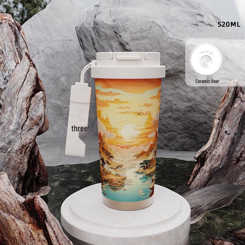 BEANBEANLOVE Portable Insulated Dual-Drink Ceramic-Lined Cup