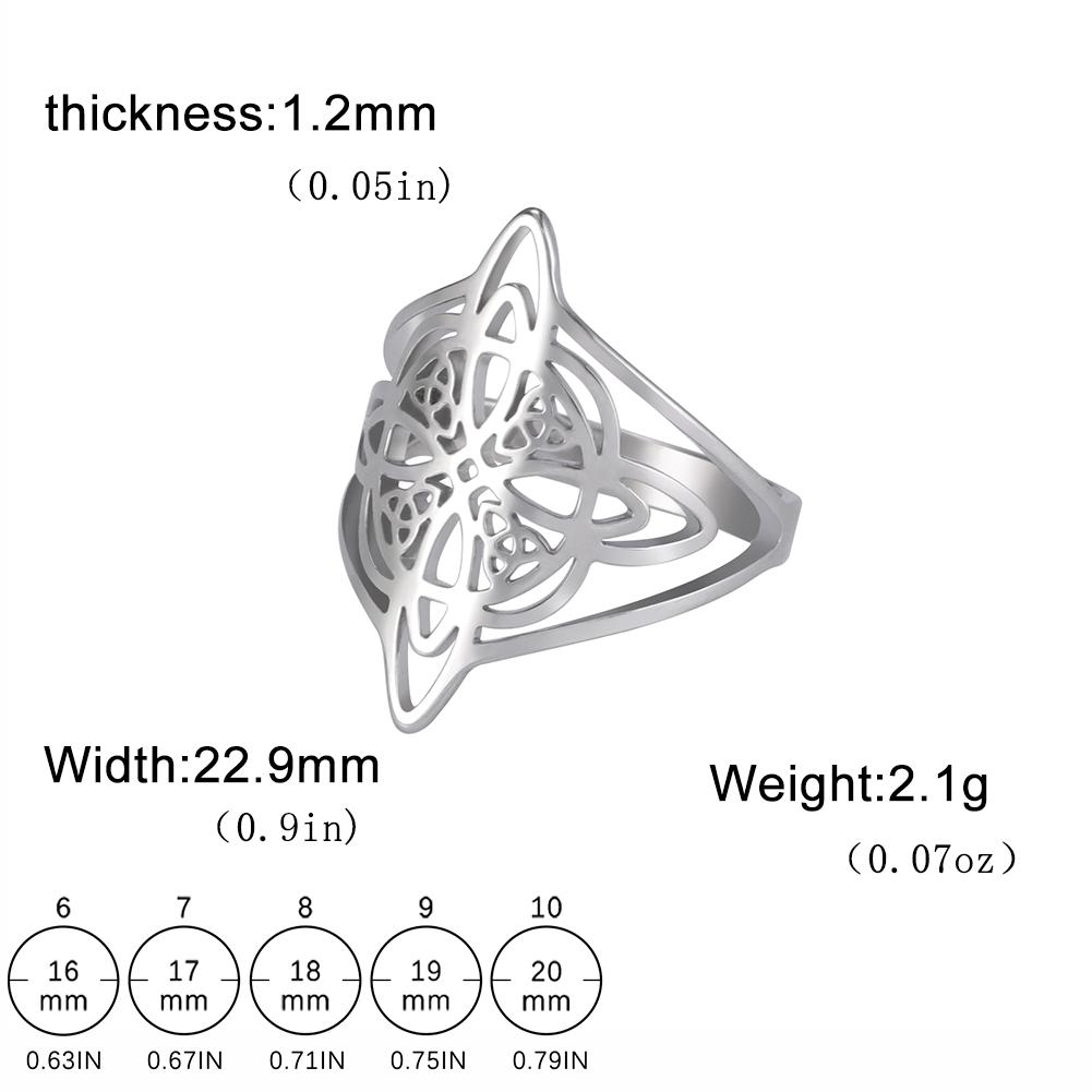 Witch Knot Stainless Steel Ring Wiccan Cross Celtics Knot Women Men Rings Witchcraft Good Luck Protection Amulet Birthday Gifts