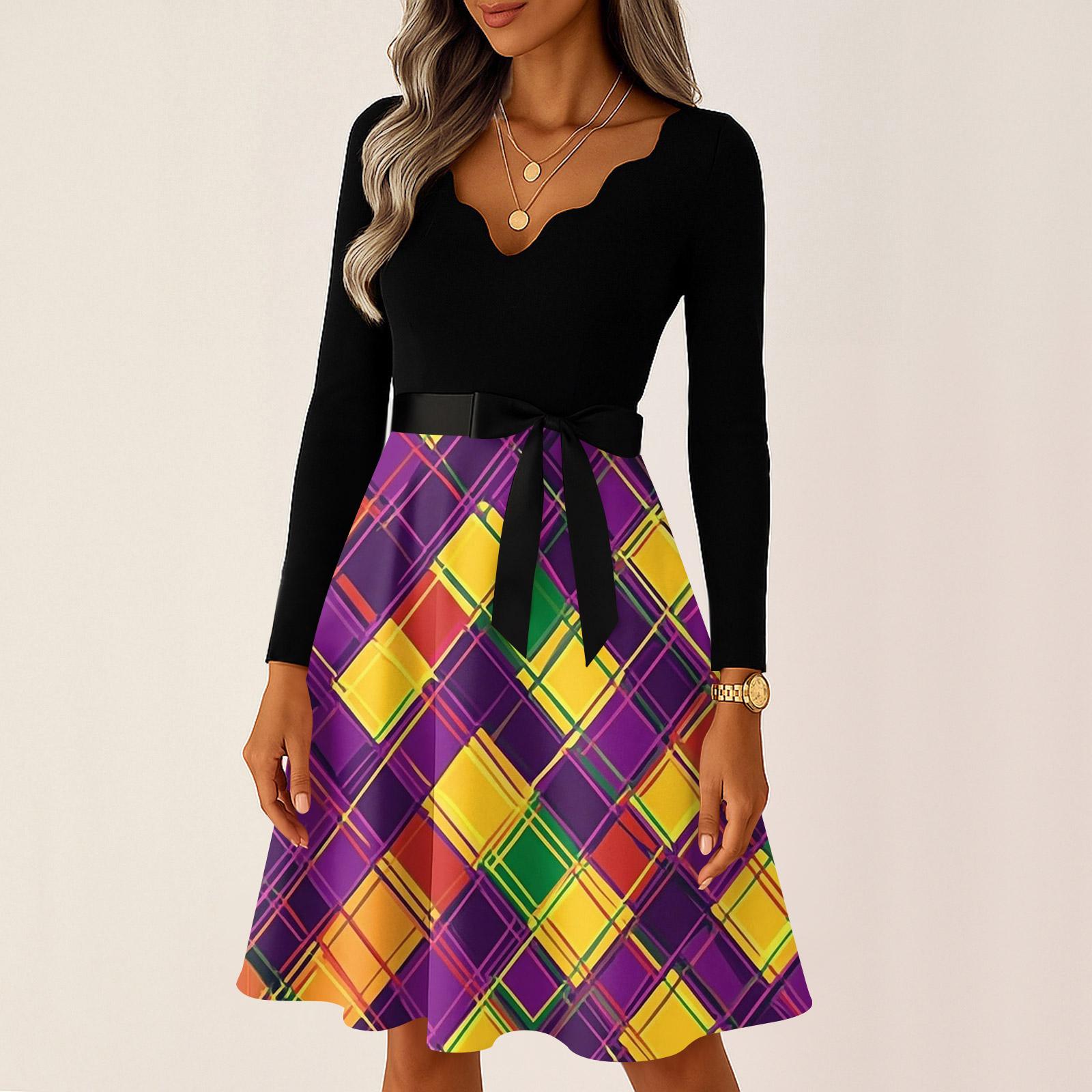 

Женское повседневное модное платье с V-образным вырезом и длинным рукавом с принтом в винтажном стиле L розовый