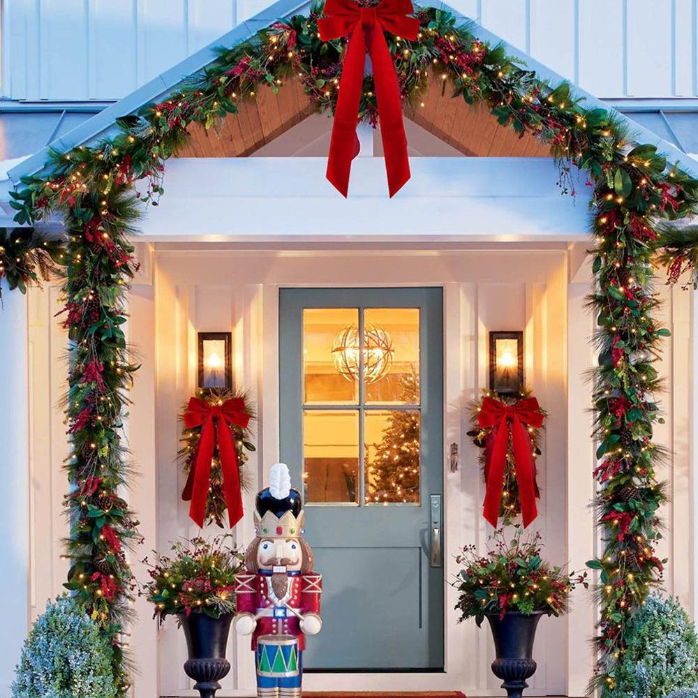 12 Pièces Nœud Papillon Ruban Rouge Pour Arbre de Noël Fêtes Décorations de Noël Ornements Festifs DIY Fournitures de Fête à Domicile Cadeaux