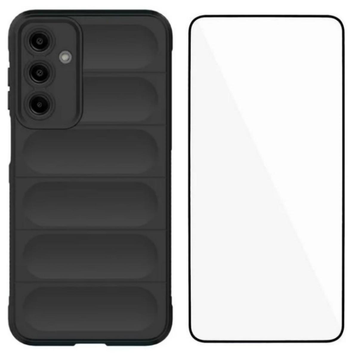 

For Samsung Galaxy A36 5G TPU Case WANLONFENG HD Series Anti Slip Phone Cover with Tempered Glass Black