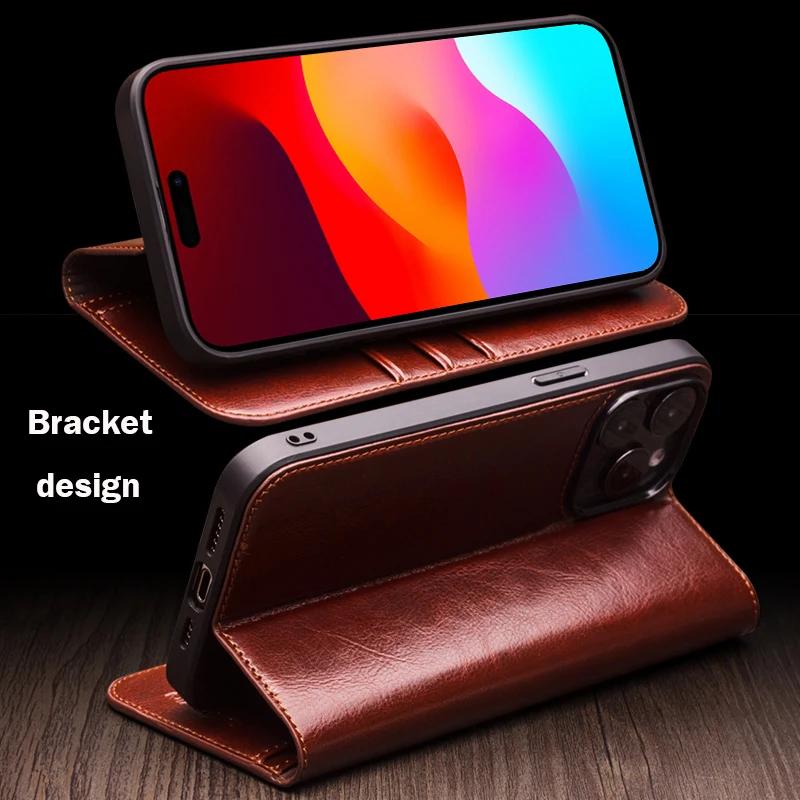 Luxury Thin Case for IPhone15 14 13 12 11 Pro Max Mini Genuine Leather Fashion Cover for XR XS Max 7 8 14 Plus Card Slot