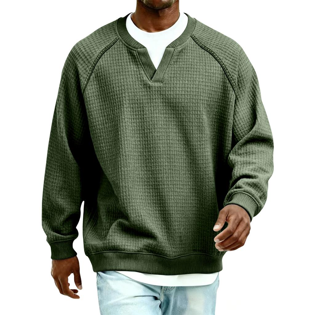 Herrstickad vardagspullover med krage - Långärmad för daglig användning