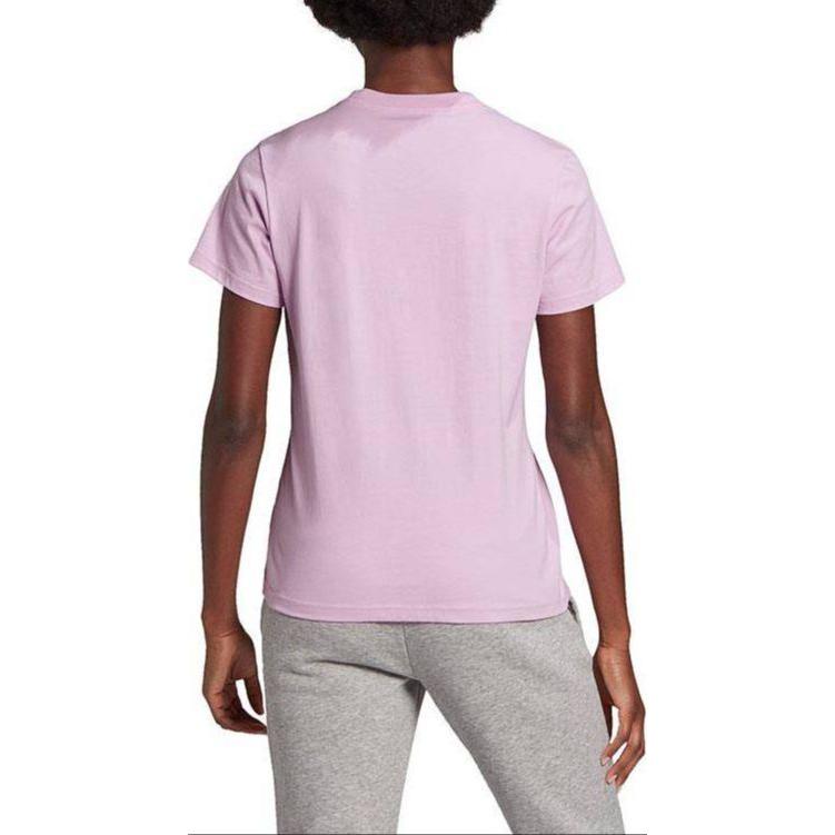 Adidas Letter Logo Print Crew Neck T-Shirt Women Tops Pink GV4030