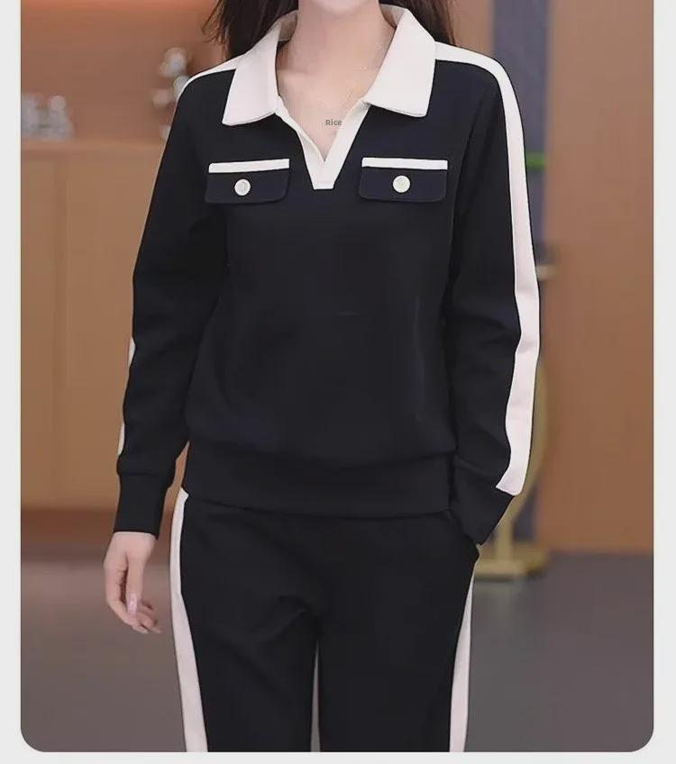 2024 Damen Casual Fashion Pullover Anzug: Frühherbstlicher Revers-Zweiteiler für einen jugendlichen Look