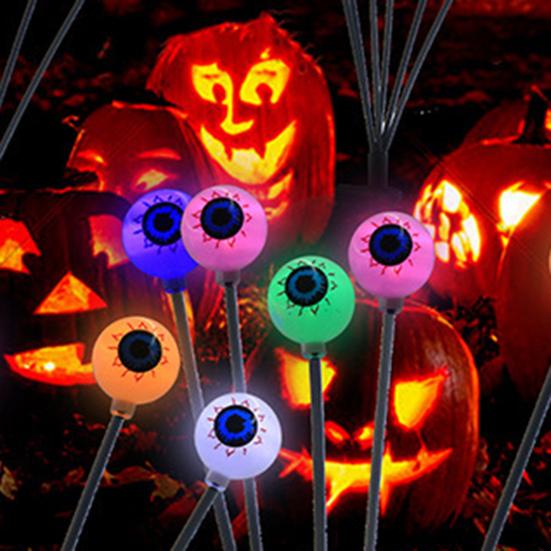 2Pcs LED Solar Scary Eyeball Swaying Lights Realistic 3D Design