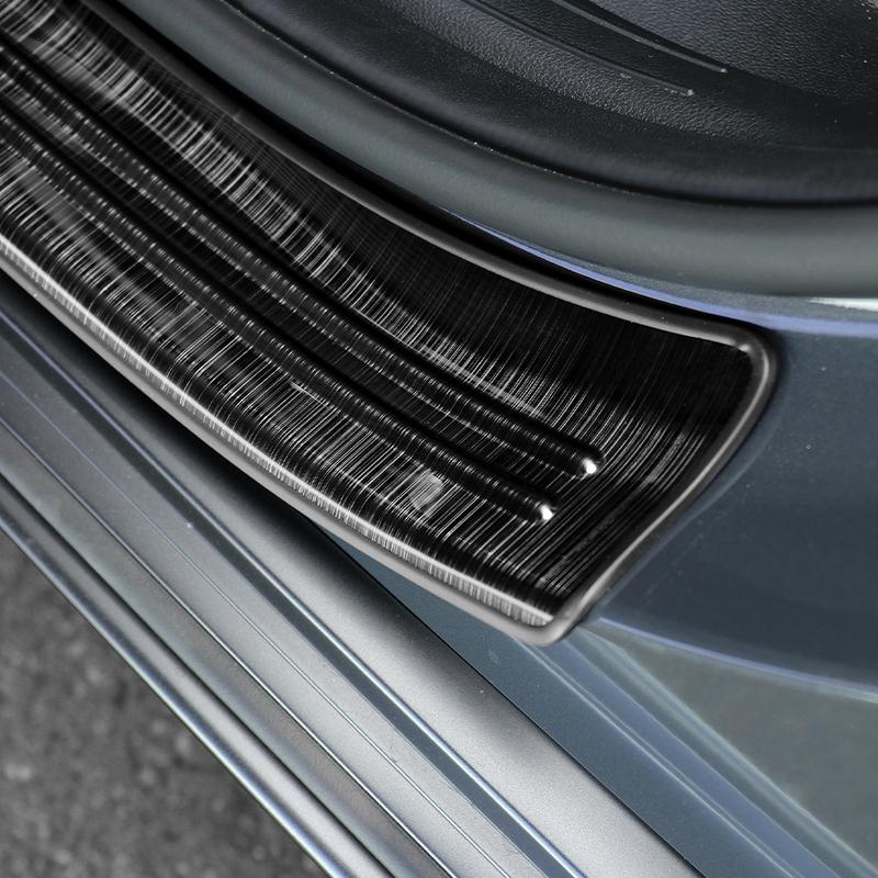 8PCS Car Stainless Black Rear Trunk Inner Guard Tailgate Threshold Strip Protection Cover Panel For Hyundai SX2 KONA 2024 2025