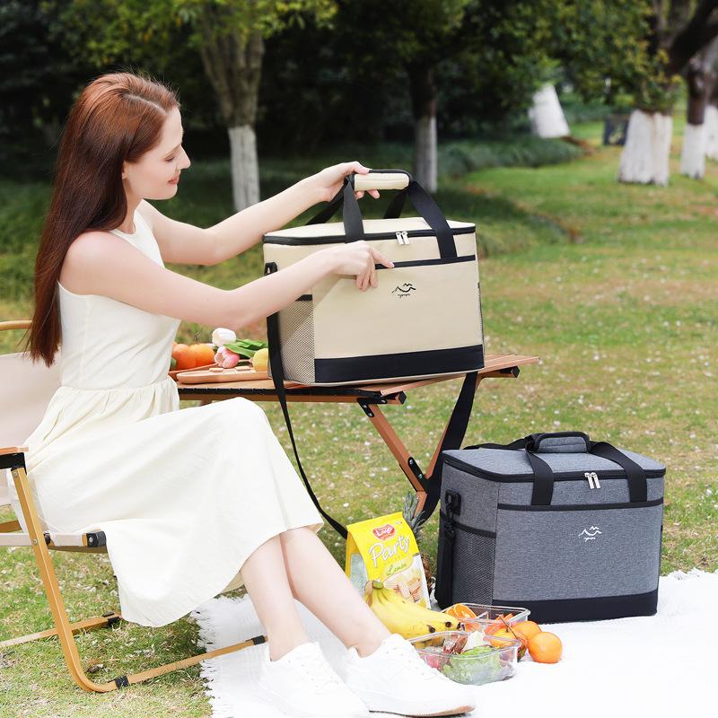 1Pc Large-Capacity Square Ice Packs Minimalist Insulated Lunch Box Bag Crossbody Fresh-Keeping Picnic Bag For Outdoor Use