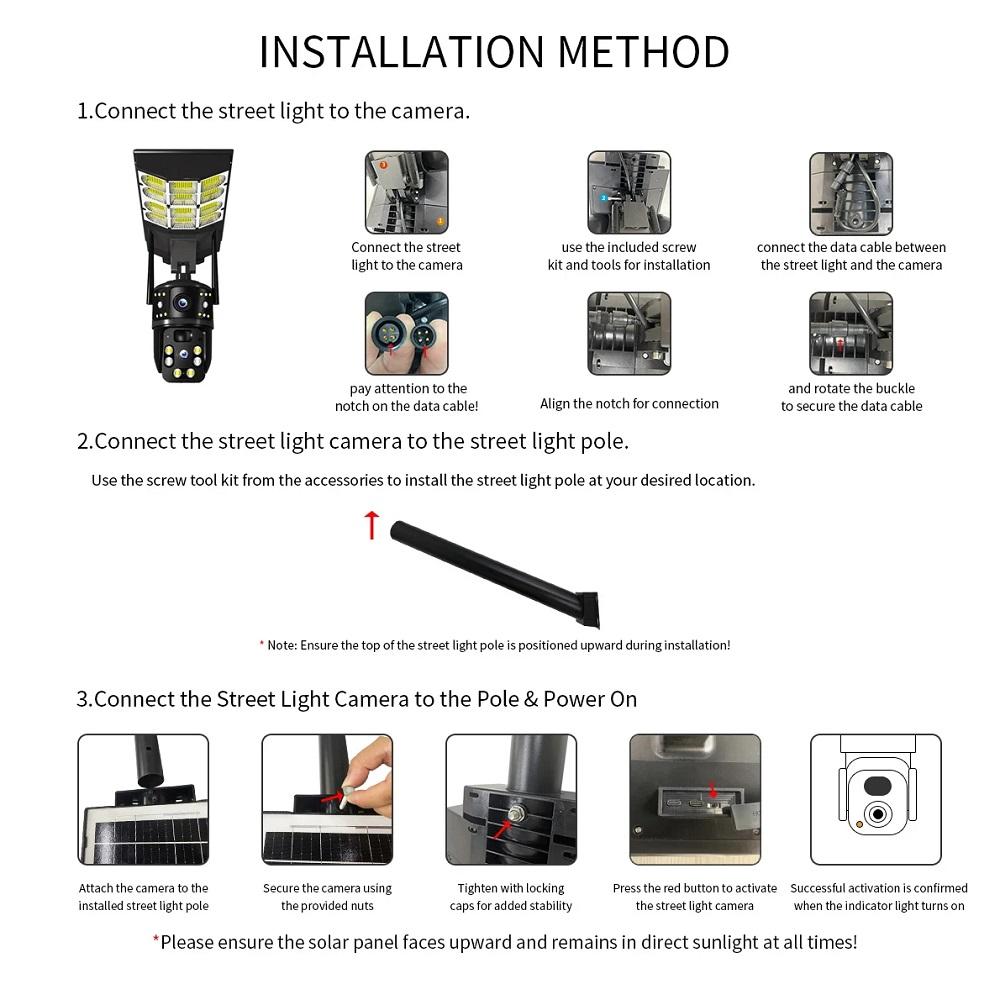 2-in-1 Solar Street Light, Courtyard Lighting, Multi-purpose Security Camera & Wall Lamp, Automatic Solar Charging Surveillance