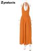 New Solid Color Sexy Deep V Hollow Out Suspender Dress Chic A-Line Skirt Midi Dress for Women