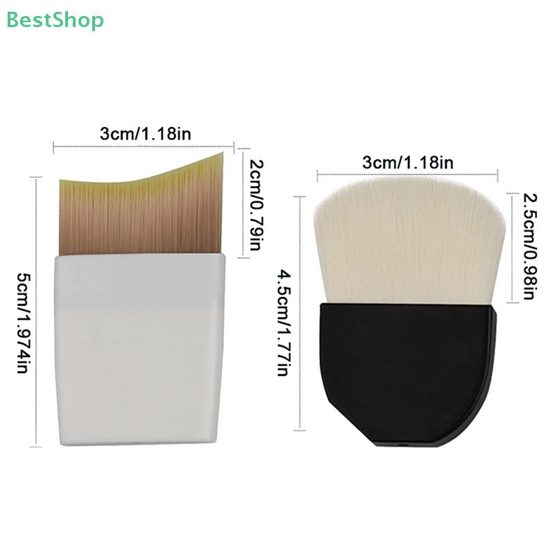 Mini Portable Short Handle Fluffy Soft Bristle Flat Brush Ultra-Thin Seamless Crescent-Shaped Foundation Makeup Brush