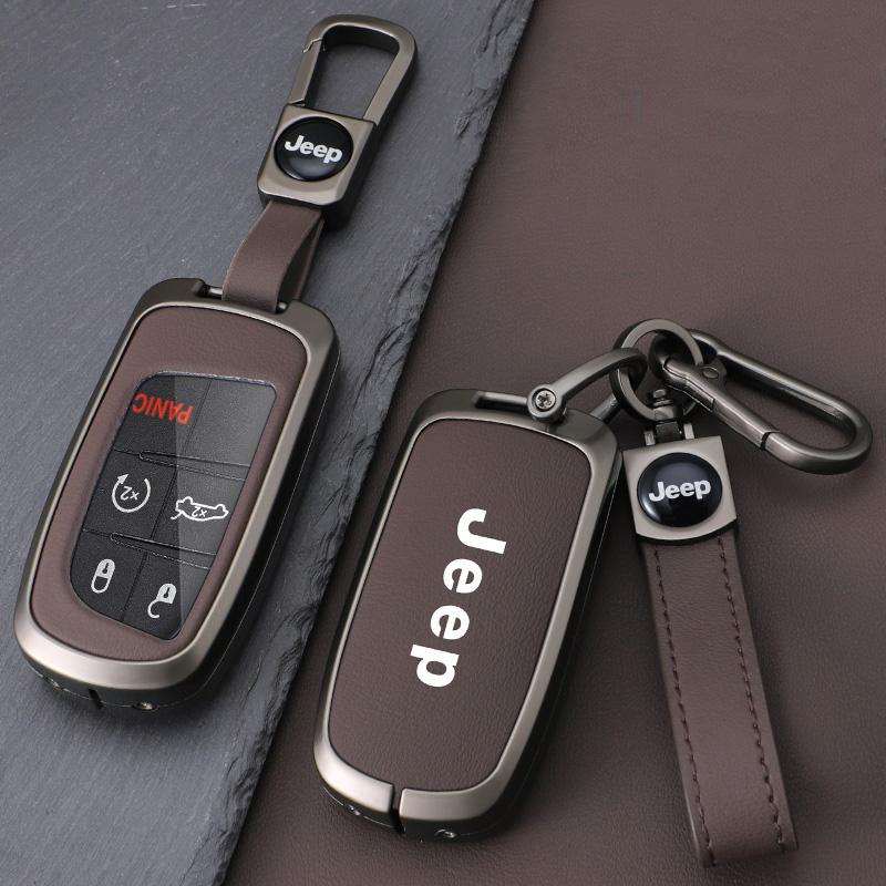Zinc Alloy Leather Car Key Cover Case For Jeep Renegade Wrangler Patriot Grand Compass Cherokee Liberty WK2 KL Auto Accessories
