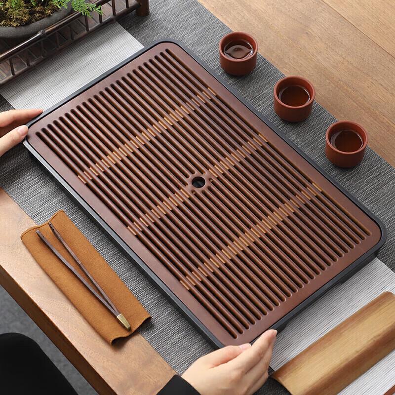 Minimalist Bamboo Kung Fu Tea Tray with Drainage