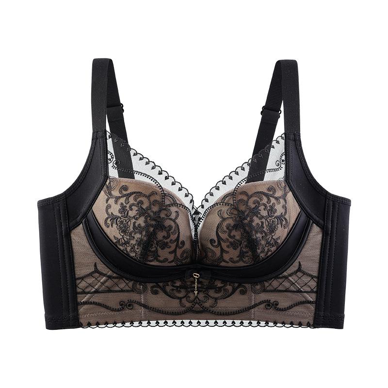 

Mulberry silk no steel ring adjustment type small chest gathering underwear not empty cup anti-sagging sexy collection breast bra women 40/90ab [mulberry silk push-up bra] чорний