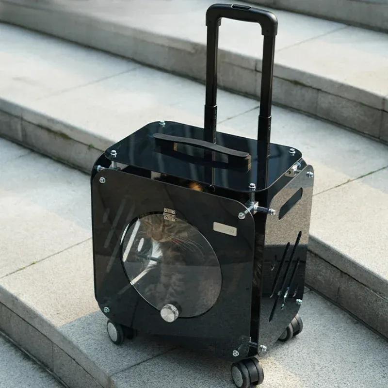 Good-looking Pet Trolley Cat Bag Out Portable Clear Cat Suitcase Large Capacity Dog Carrier Air Suitcases Transport Pet Products