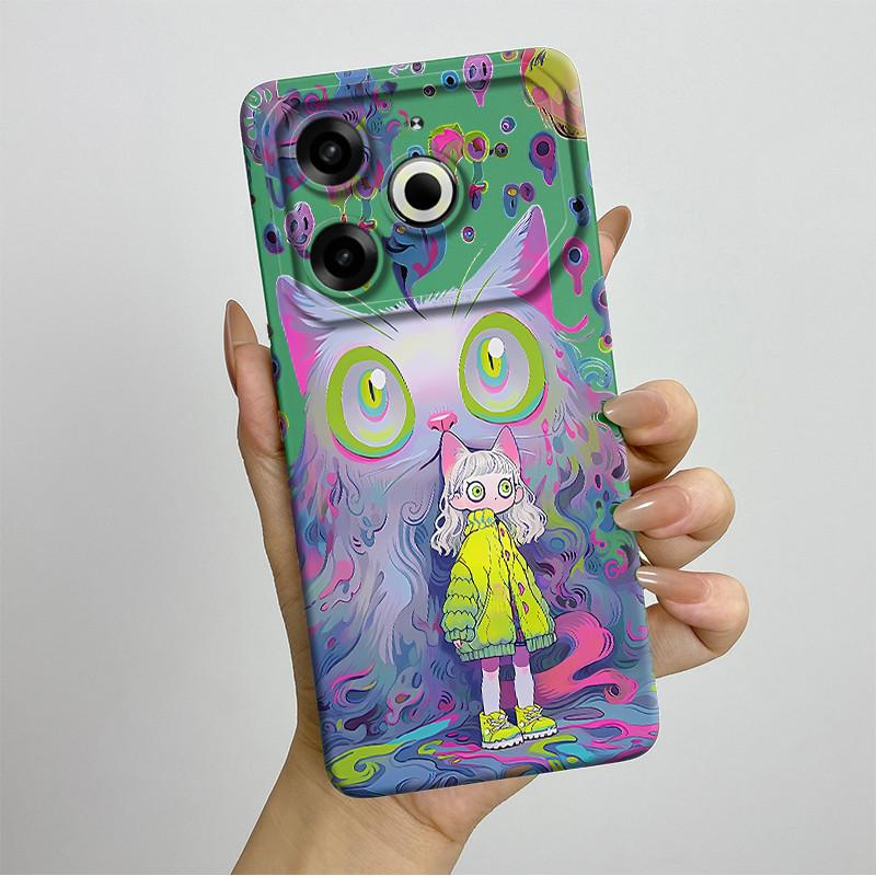 Per Tecno Pova 6 Neo Custodia POVA6NEO Silicone TPU Morbida Custodia per Telefono Verniciata Stampata Antiurto Protettiva Cover Posteriore