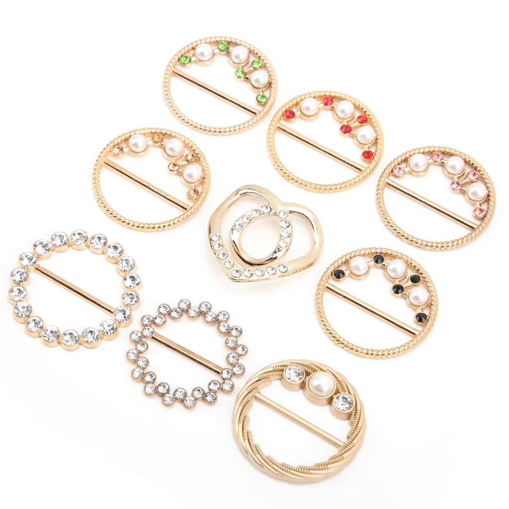9Pcs Rhinestone Scarf Buckle Elegant Fashion Shiny Firm Stable Simplistic TShirt Clip
