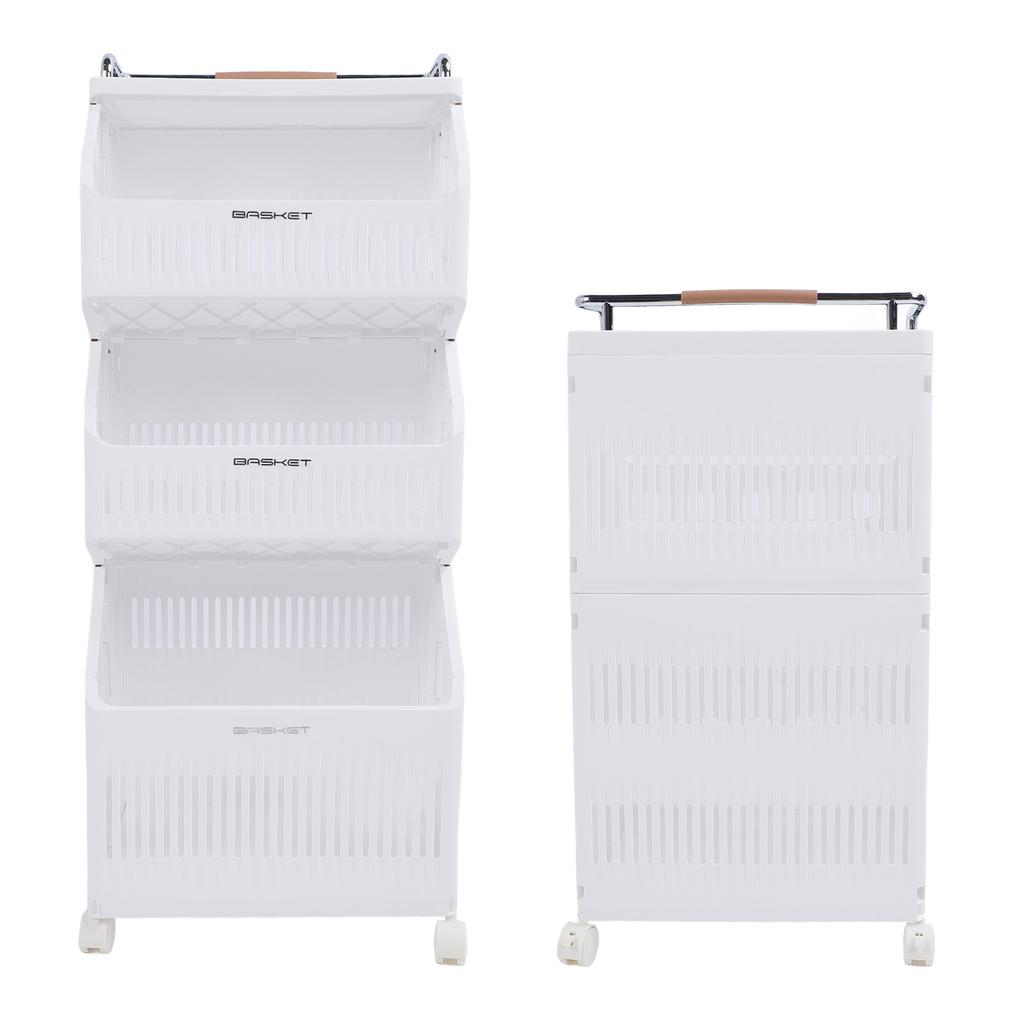 Carrello Portaoggetti a Rotelle Multifunzione Organizer a Rotelle Pieghevole per Bucato con 4 Ruote