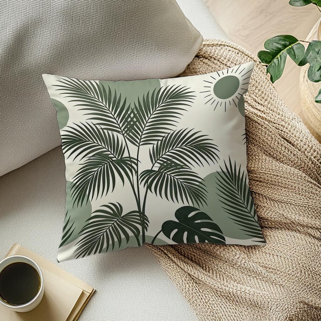 1pcs Simple Green Plant Leaves Cushions Pillowcase Polyester Cushion Cover Throw Pillow Pillowcover Home Car Sofa Decor
