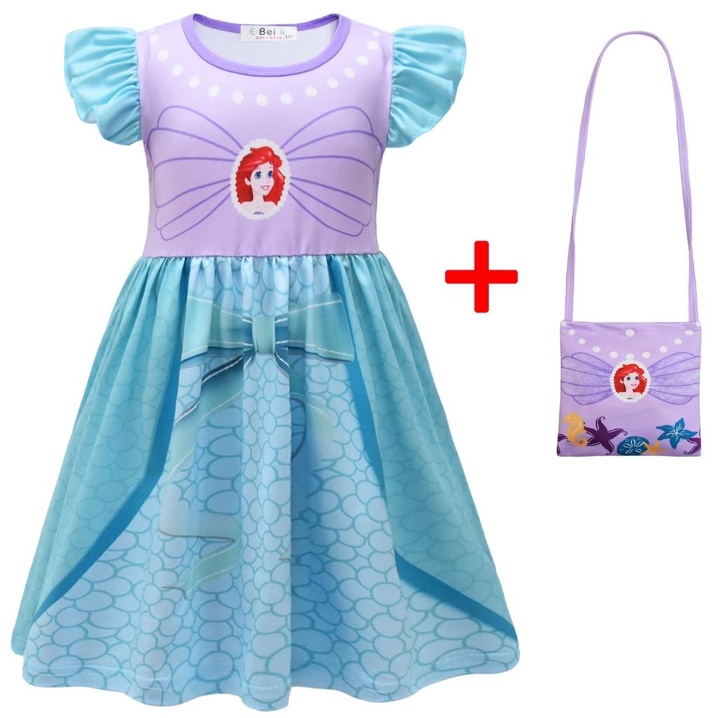 Disney Princess Dress Belle Ariel Elsa Cosplay Bag Halloween Party Costume