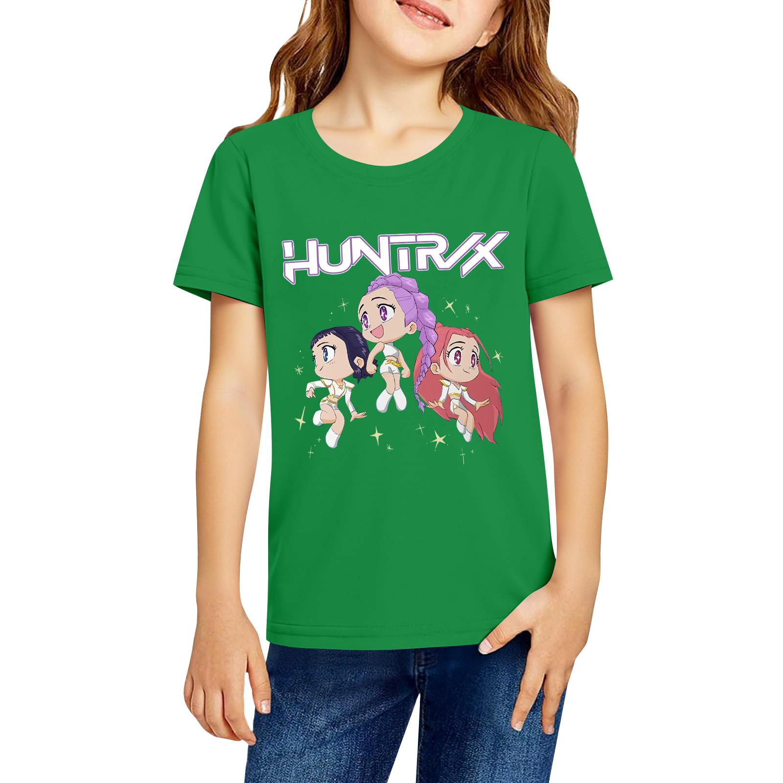 

Модная рабочая одежда с короткими рукавами и круглым вырезом, топы с принтом для детских летних топов 140 зелёный