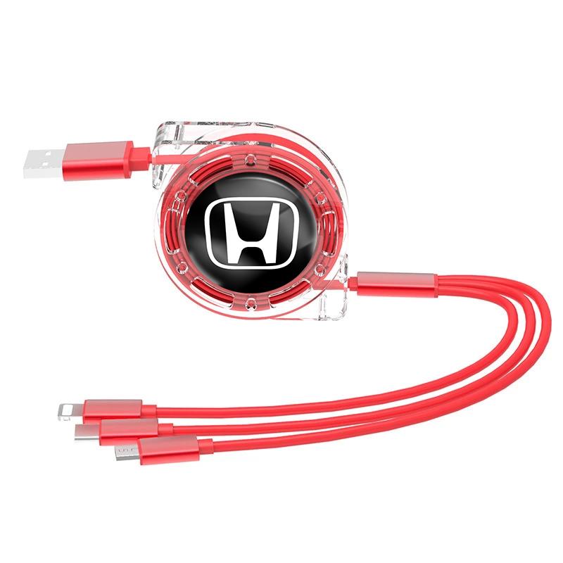 

Car Accessories 3 In 1 Fast Charger USB Data Cable For Honda Civic Fit Jazz Accord Pilot CRV Odyssey Passport City Shuttle HRV V
