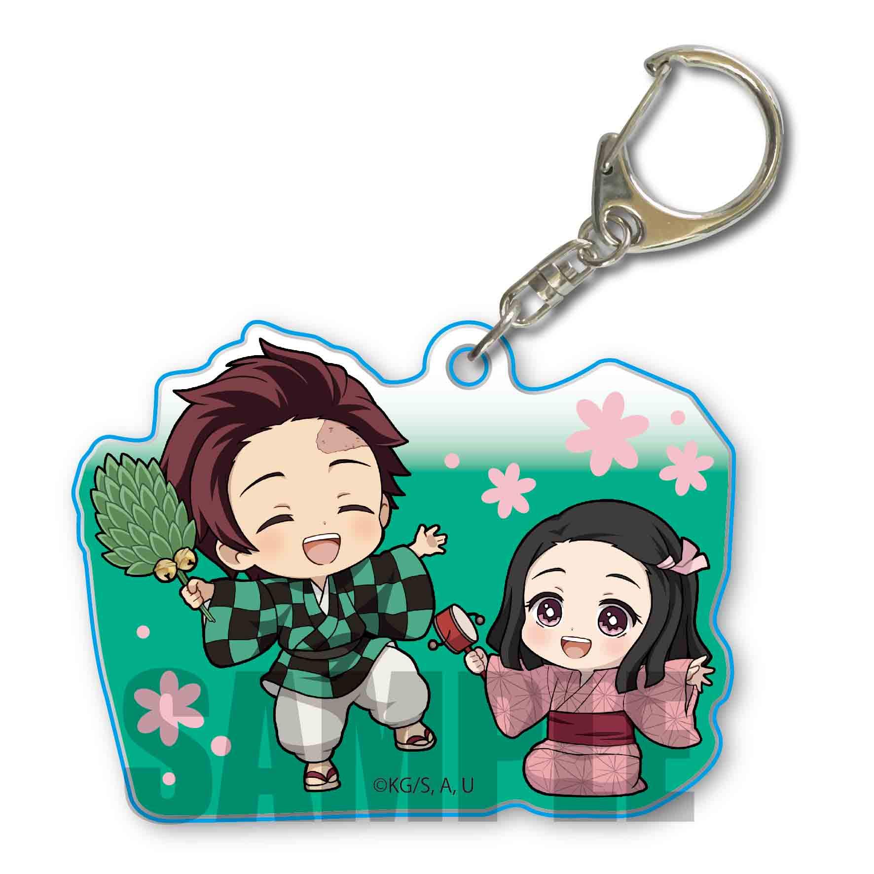 Bell House Demon Kimetsu no Yaiba Tanjiro Nezuko Acrylic Keychain with Nezuko Slayer & (Childhood)