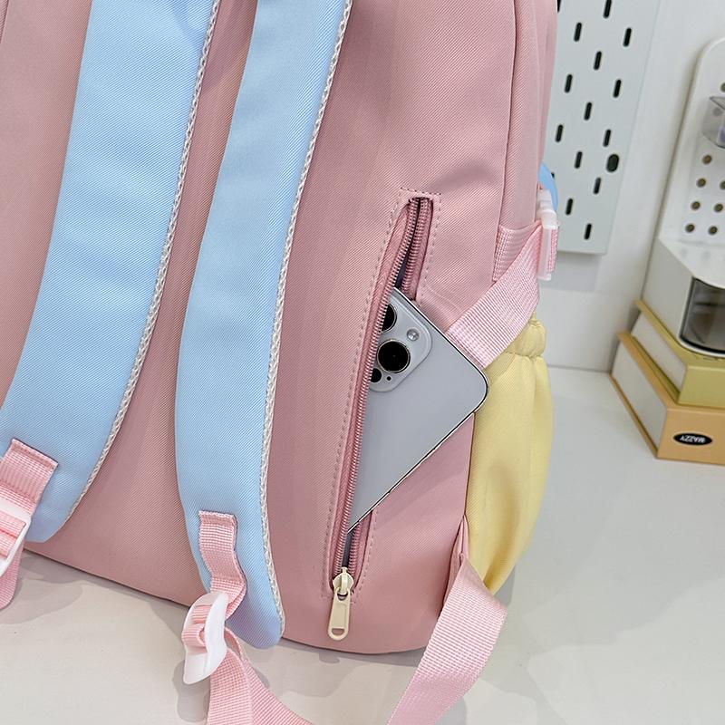 Contrast Color Women's Backpack Large Capacity Student Schoolbag