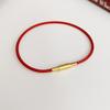 Zodiac Year Red and Black Rope Bracelets: Gold Hand Rope, Women's, Men's, Titanium Steel Leather, Non-Fading.