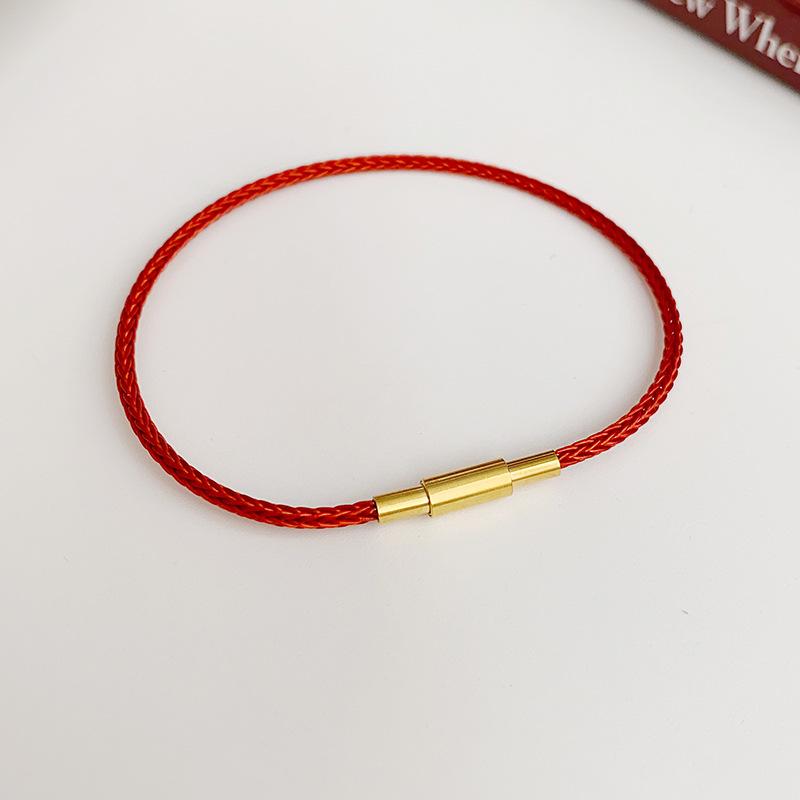 Zodiac Year Red and Black Rope Bracelets: Gold Hand Rope, Women's, Men's, Titanium Steel Leather, Non-Fading.