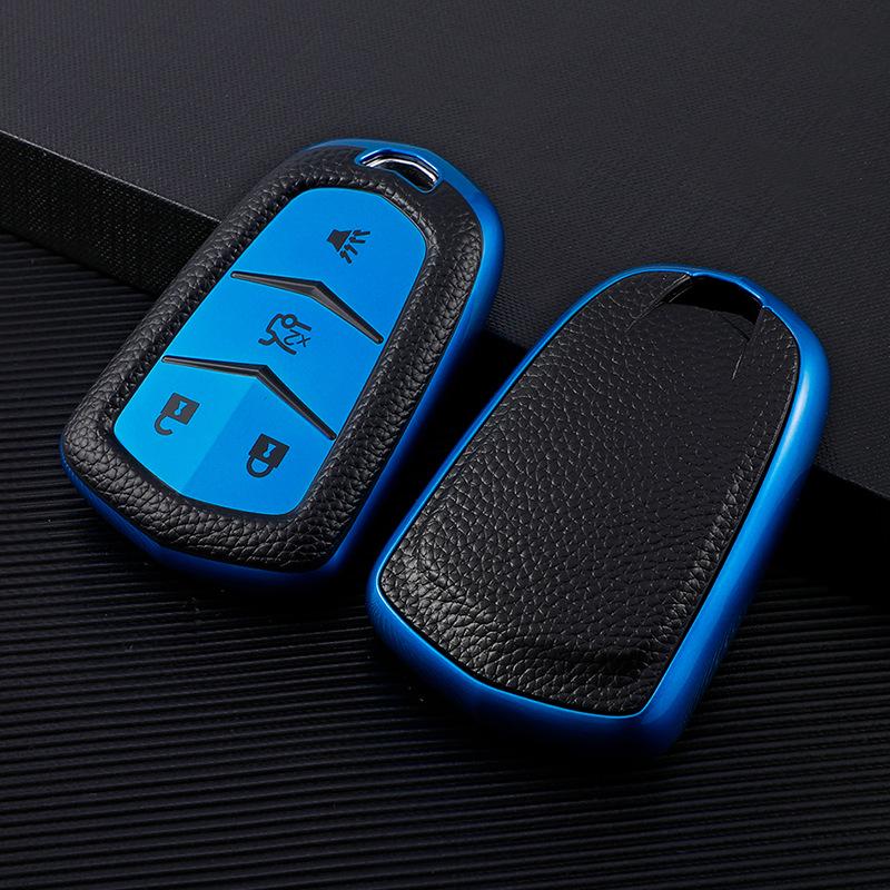 Cadillac Key Case for XT5, CT5, XT4, XTS, ATSL, CT6, XT6, CT4 - Leather Texture Shell with Buckle