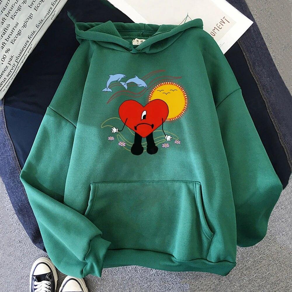Cartoon Hoodie Unisex Fashion Un Verano Sin Ti Bad Bunny Printed Hoodies Hip Hop Hoodie Bad Bunny Sweats Women Tracksuit Boy Coat