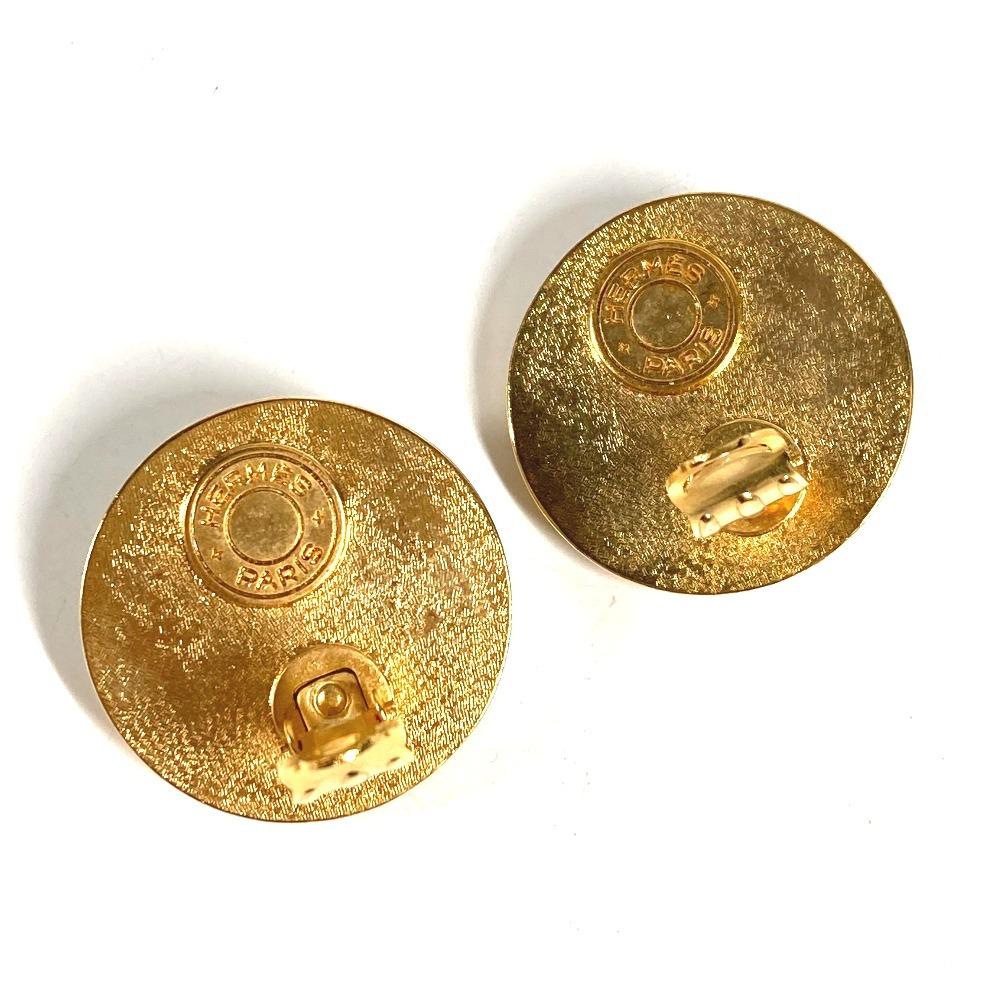 Hermes Vintage All-over Print Round Logo Accessory Jewelry Earrings
