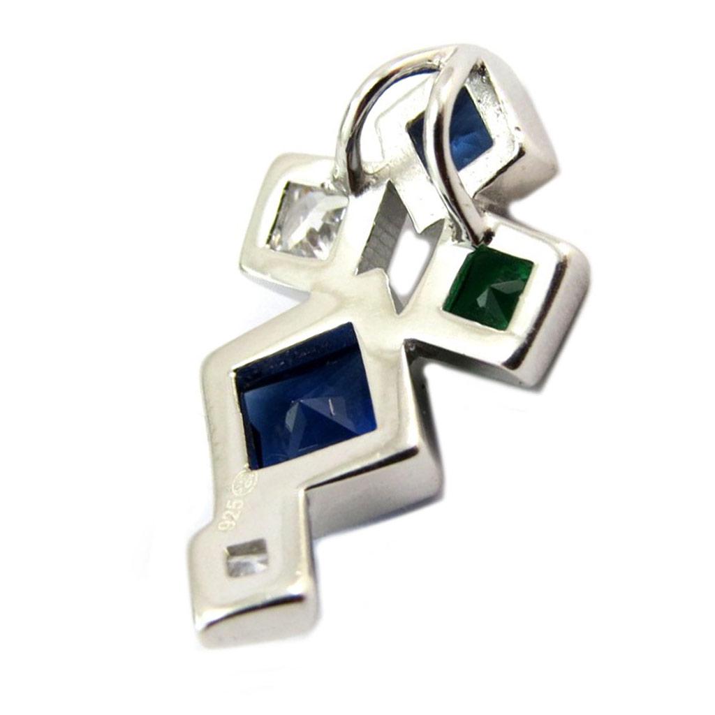 Les Trésors De Lily [P5101] - Silver Pendant 'Sissi' Blue Green White Silver (rhodium-plated) - 20x10 Mm