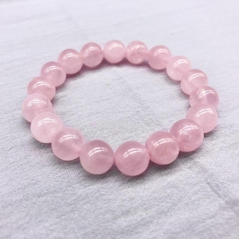 Pink Rose Powder Crystal Quartz Natural Stone Streche Bracelet Elastic Cord Pulserase Jewelry Beads Lovers Woman Gift