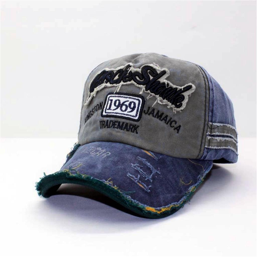 Men Women's Unisex Vintage Baseball Cap  Denim Distressed Trucker Hat
