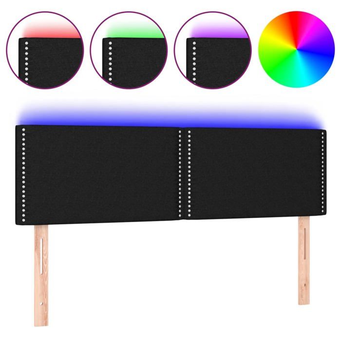 VidaXL Tête de Lit à LED Meuble de Chambre à Coucher Accessoire de Lit Double Tête de Cadre de Lit Intérieur Noir 3121472