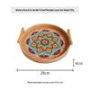 Nordische Handgefertigte Rattan Gewebte Florale Print Runde Griff Frühstückstablett