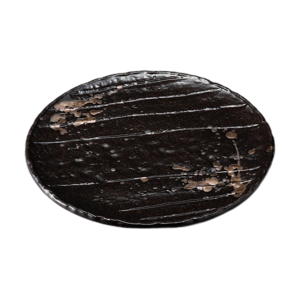 

Black glaze gold sprinkled rough sogi 25cm round plate Large plate [25×2cm]