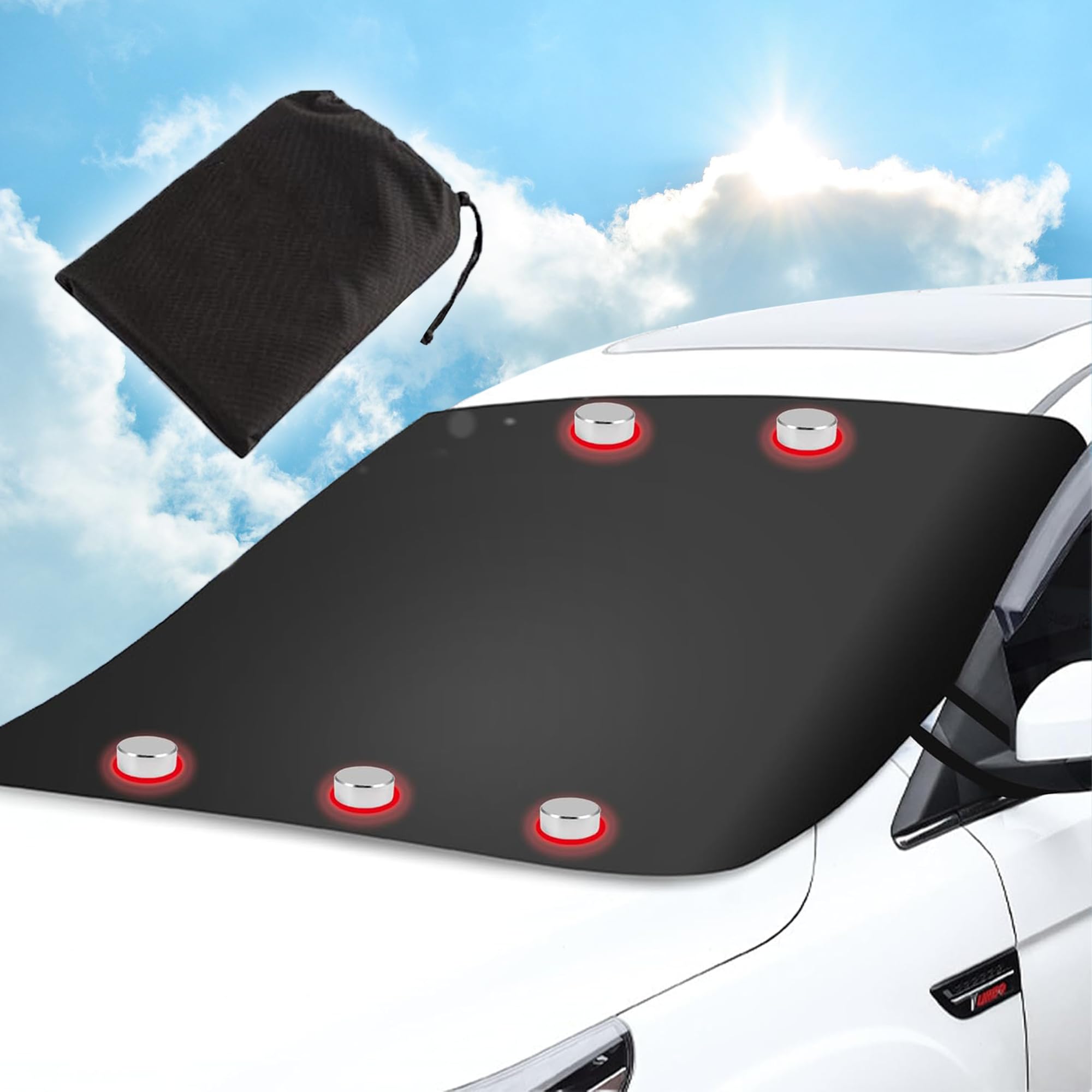 

Fesanla Car Front Cover, Windshield, Freeze Protection Sheet, Built-in Magnet, Sun Protection, UV Protection, S