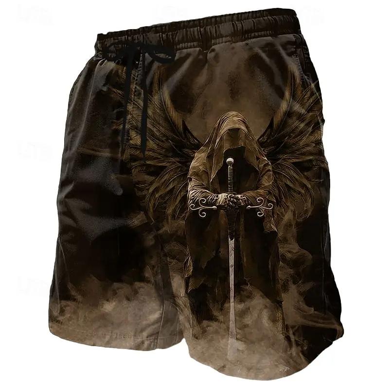 Angel God Knight Muay Thai Boxing Kickboxing Shorts 3D Print Fighting Training Unisex Men Women Quick Dry Fitness Gym Sport Workout Casual Streetwear